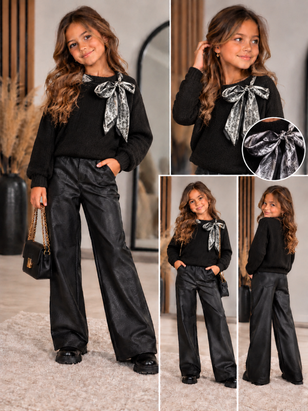 Silver Bow Sweater – Black