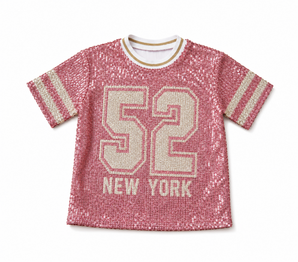52 New York Pailletten T-shirt Roze
