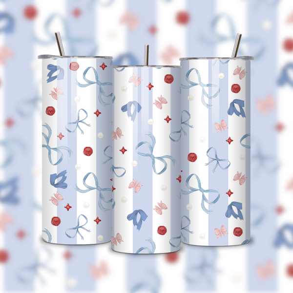 Blue stripe bows