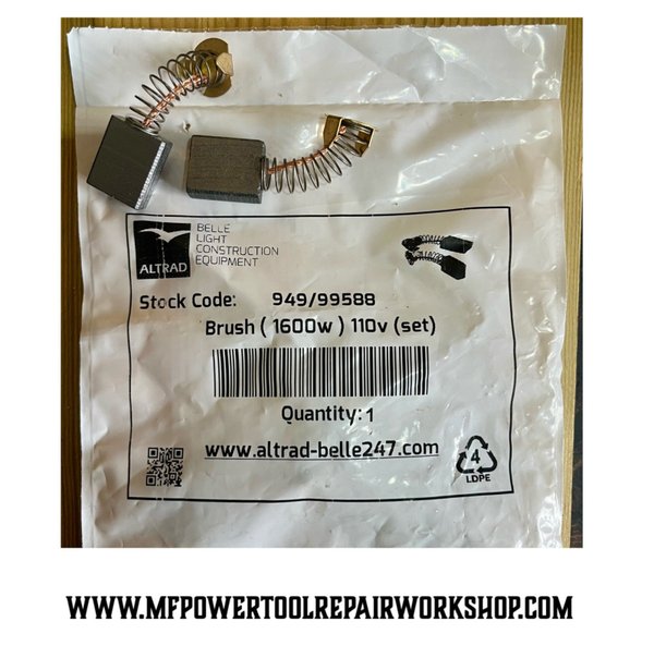 Pair of Carbon Brushes for Belle Promix 1600 Mixing Drill 110v  - 949/99588