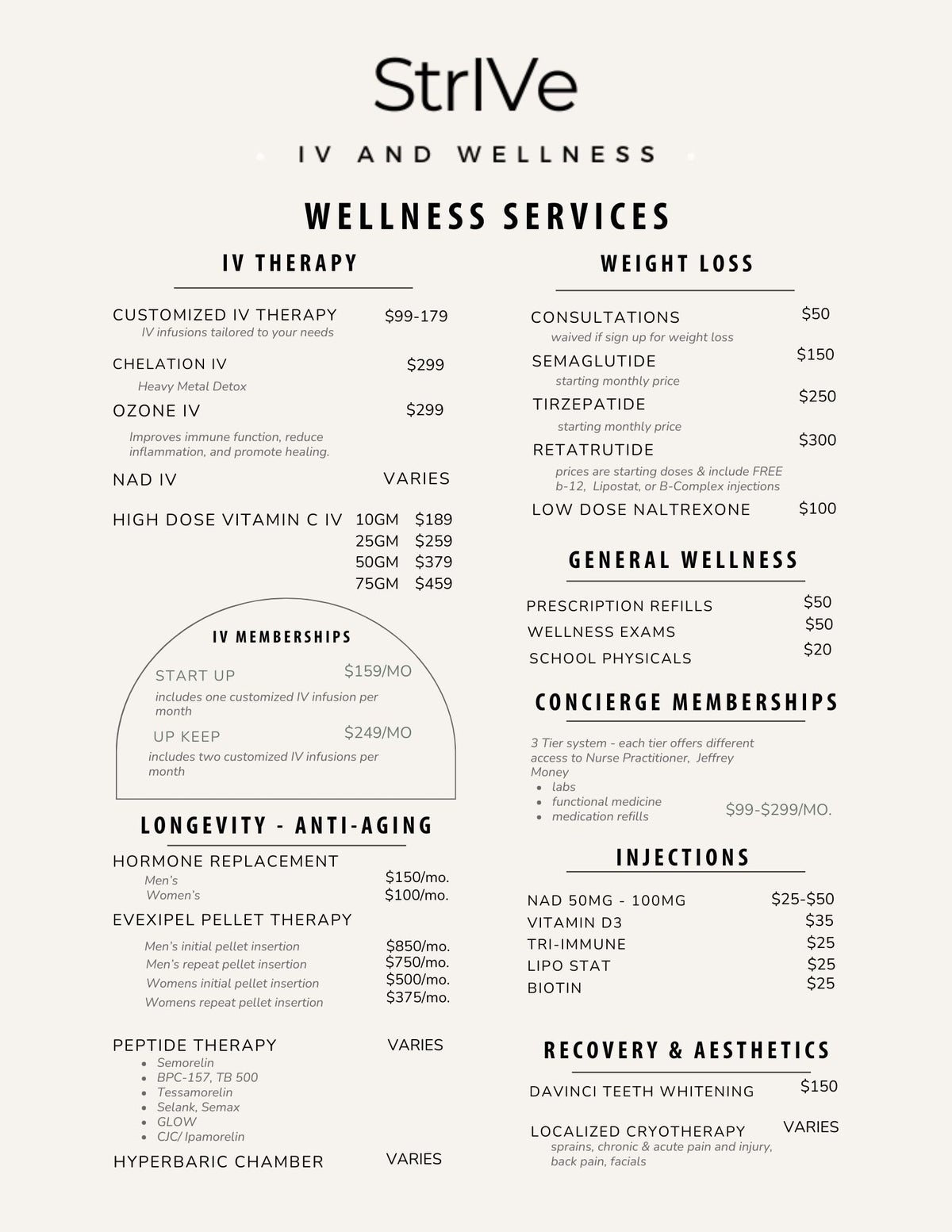 Price List