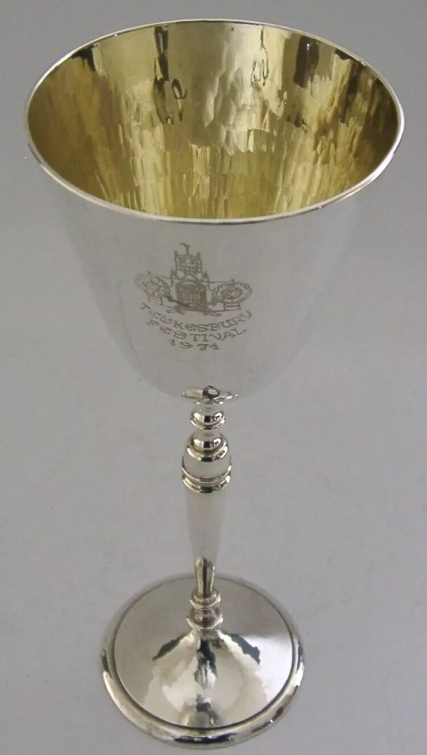 ARTS & CRAFTS TEWKESBURY STERLING SILVER WINE GOBLET CHALICE 1971 BARWARE 140g