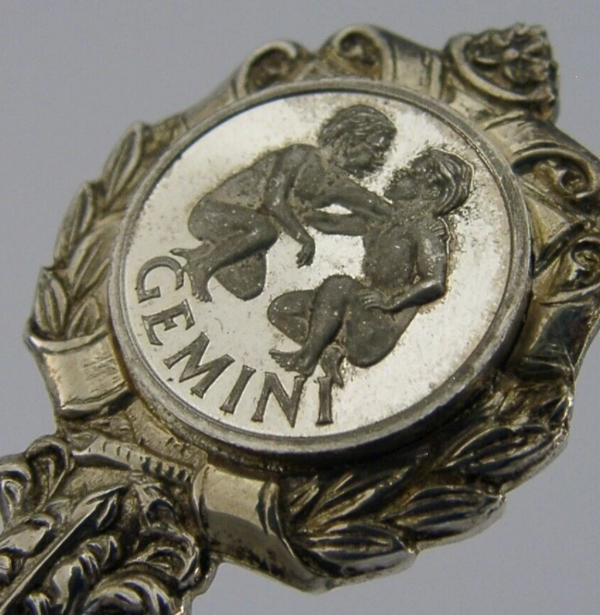 ZODIAC SOLID STERLING SILVER GEMINI STAR SIGN SPOON LONDON 1971 HOROSCOPE