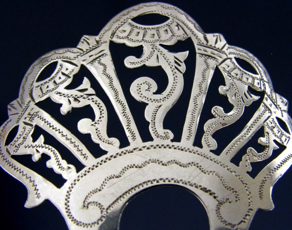 BEAUTIFUL STERLING SILVER ART NOUVEAU HAIR SLIDE COMB 1907 ANTIQUE WEDDING