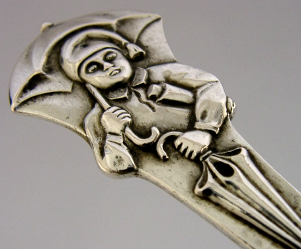 UNUSUAL EVALD NIELSON DANISH 830 SOLID SILVER SANDMAN FORK 46g c1920 DENMARK