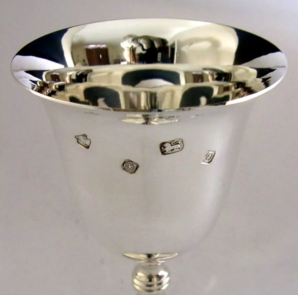 LARGE 174g MINT ENGLISH STERLING SILVER WINE GOBLET CHALICE 1978 BARWARE