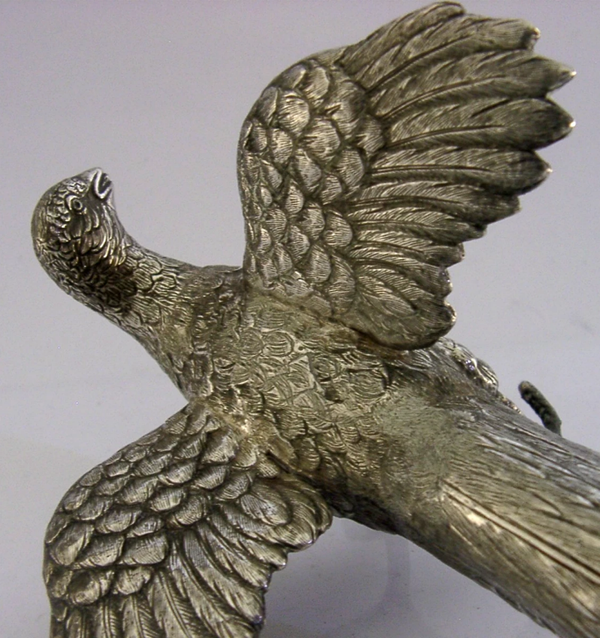 LARGE 7inch 198g RARE STERLING SILVER PHEASANT BIRD FIGURE 1973 HUNTING SHOOTING