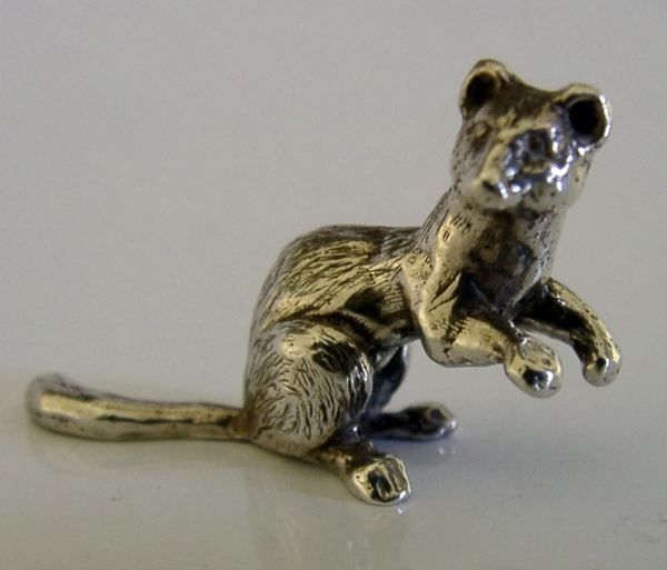 RARE PINE MARTEN SOLID STERLING SILVER FIGURE LONDON 1977 ANIMAL