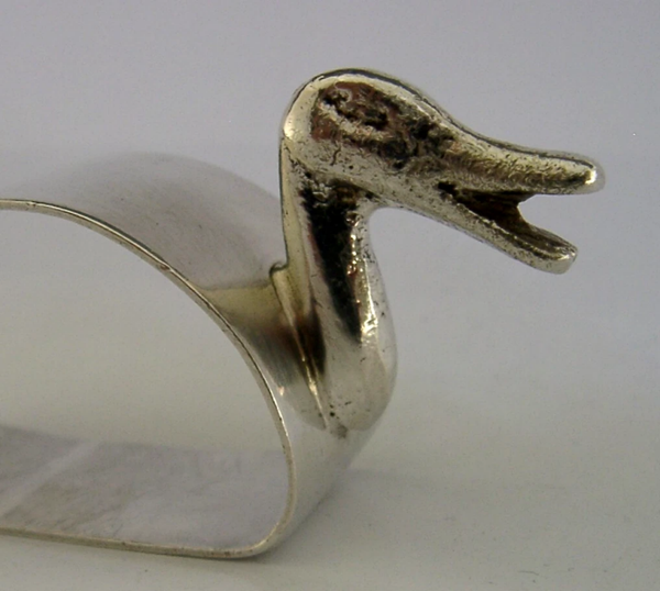 NOVELTY STERLING SILVER DUCK NAPKIN RING c1970 BIRD ANIMAL 41g