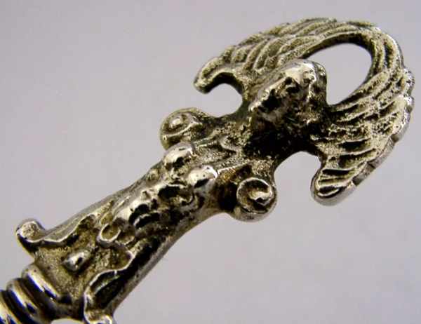 LARGE MARIUS HAMMER NORWEGIAN ANTIQUE SILVER 830S BAPTISM SPOON 56g NORWAY c1900