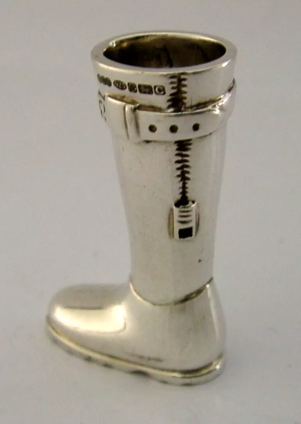 CAST SOLID STERLING SILVER HUNTER BOOT PEN / TOOTH PICK HOLDER 2002 56g