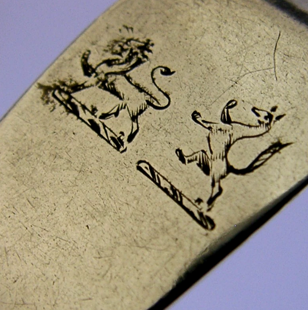 RARE DOUDLE CRESTED IRISH STERLING SILVER FORK 1827 ANTIQUE