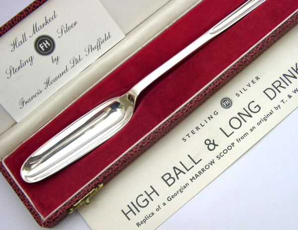 CASED ENGLISH STERLING SILVER HIGH BALL COCKTAIL MIXER MAKER 1989 BARWARE