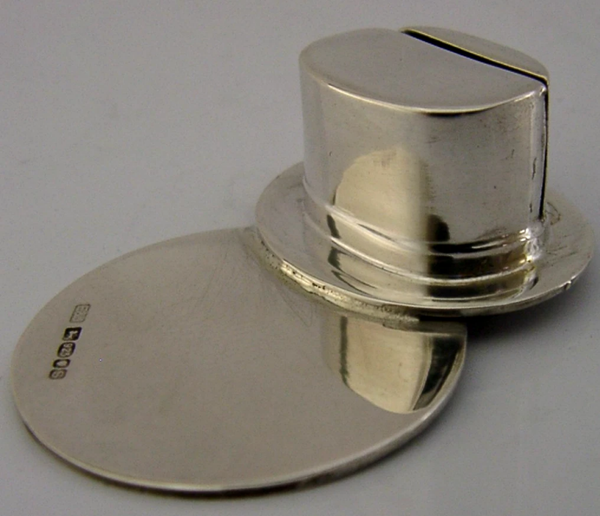 NOVELTY ENGLISH STERLING SILVER TOP HAT MENU HOLDER LONDON 2017 17g