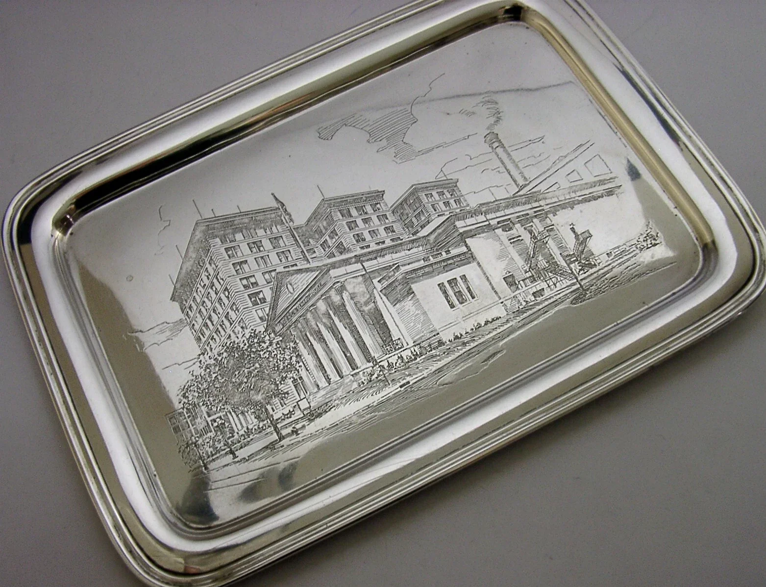HISTORIC 655g AMERICAN DEPRESSION ERA 1929 STERLING SILVER TRAY DAYTON OHIO
