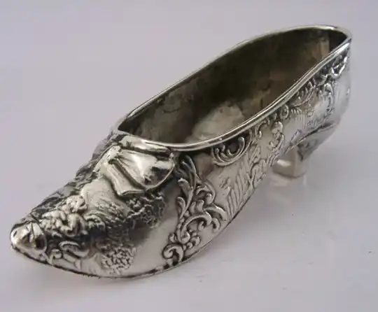 LARGE 74g SWEDISH SILVER SHOE DISH PIN CUSHION 1950 SEWING NEEDLEWORK ANTIQUE