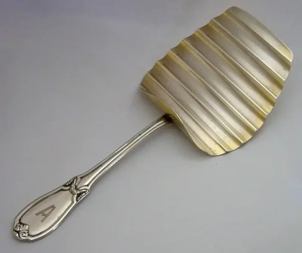 HEAVY BEAUTIFUL LARGE GERMAN SOLID 800 SILVER ART DECO ASPARAGUS SERVER 154g