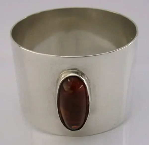 BEAUTIFUL SOLID STERLING SILVER AMBER NAPKIN RING 1993 ENGLISH