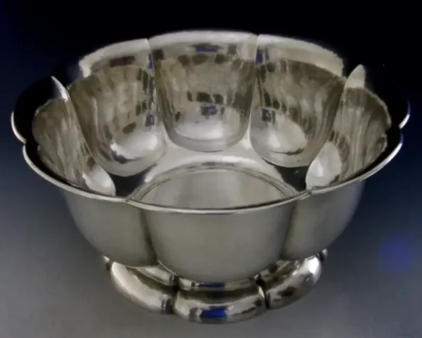 HUGE 848g STUNNING PLANNISHED GERMAN SOLID SILVER PUNCH BOWL 1920 ARTS & CRAFTS