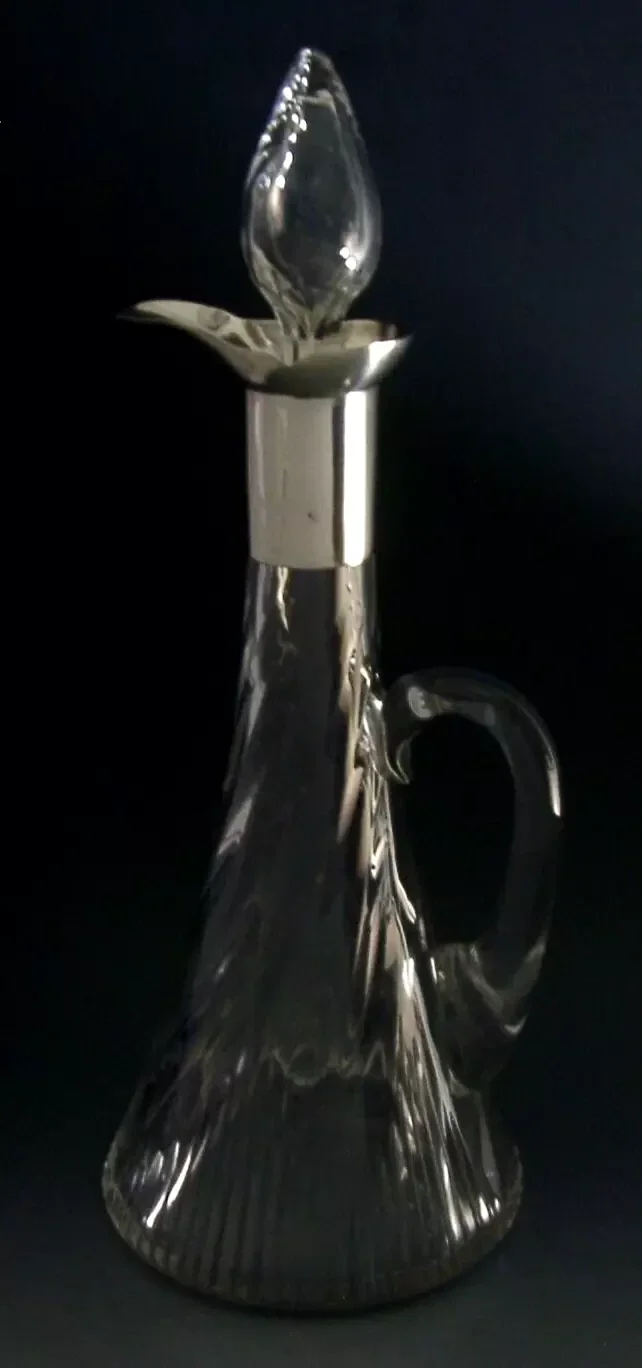 VICTORIAN STERLING SILVER TOPPED NOGGIN HALF SIZE DECANTER JUG 1899 ANTIQUE 326g
