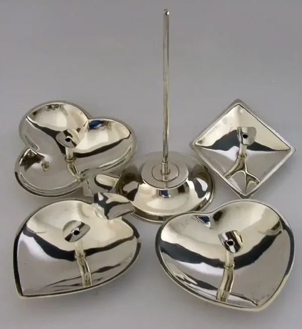 STUNNING STERLING SILVER PLAYING CARD DISHES c1980 MEXICAN 215g POKER BRIDGE