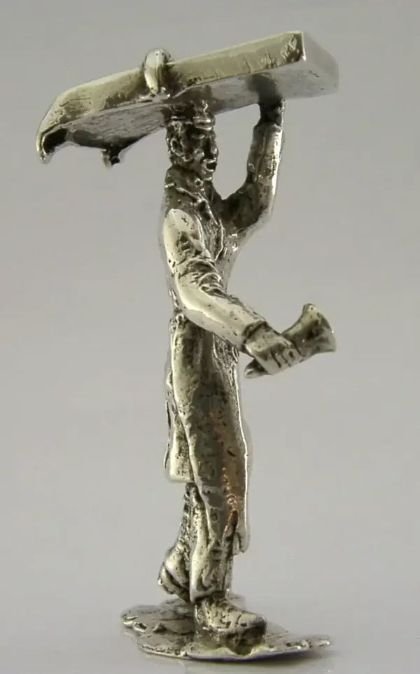 QUALITY 60g ENGLISH CAST SOLID STERLING SILVER MENU HOLDER 1975 THE MUFFIN MAN