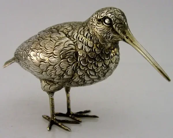 LARGE 172g 6inch RARE STERLING SILVER WOODCOCK BIRD FIGURE 1960 HUNTING SHOOTING