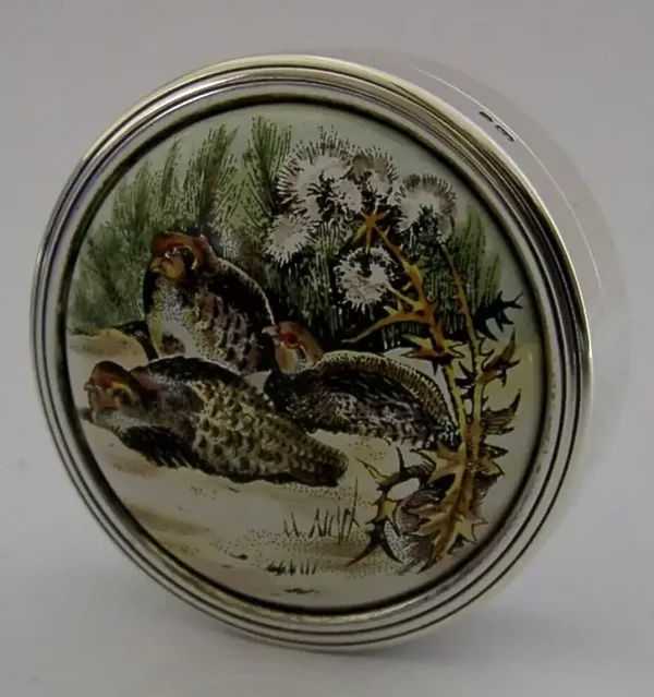 STERLING SILVER ENAMEL PARTRIDGE HUNTING SHOOTING BIRD BOX 1982 number 7 of 750