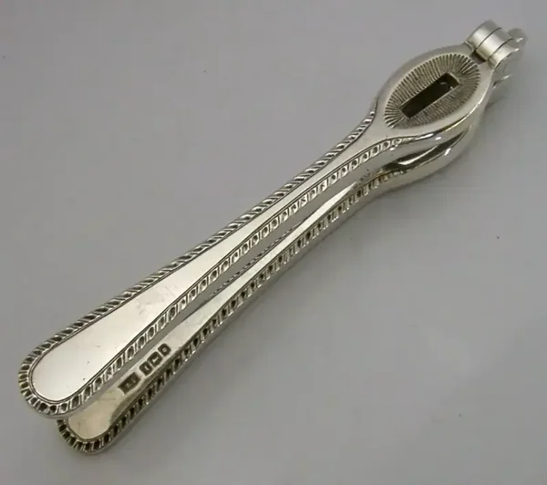 RARE ENGLISH ALL SOLID STERLING SILVER NUTCRACKERS 1916 ANTIQUE 218g