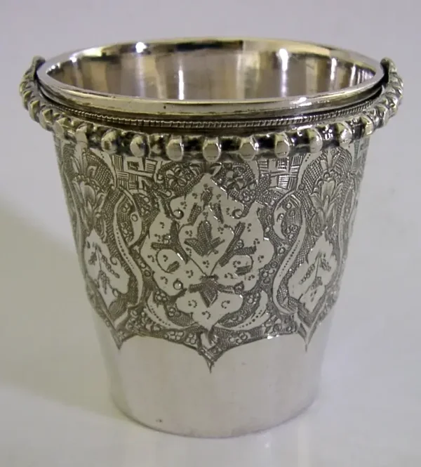 84 SOLID SILVER BUCKET CUP BEAKER c1940 MIDDLE EASTERN ANTIQUE 56g
