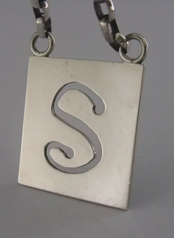 MID CENTURY MODERN STERLING SILVER SCOTCH or SHERRY WINE LABEL 1976 BARWARE