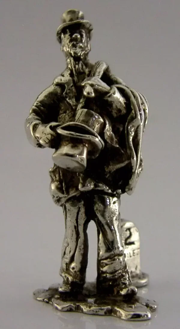 HEAVY 50g STERLING SILVER VICTORIAN CLOTHES SELLER MENU HOLDER number 2 c1970s