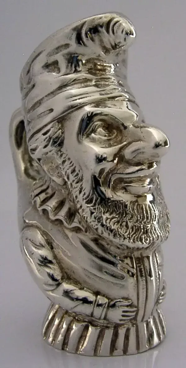 RARE GERMAN SOLID STERLING SILVER MR PUNCH JUG c1920 ANTIQUE 74g