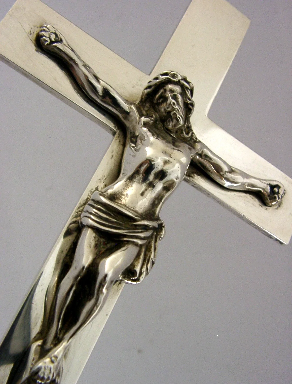 RARE LARGE 262g STERLING SILVER ALTER CROSS CRUCIFIX 1908 ANTIQUE RELIGIOUS