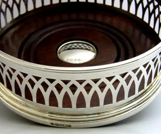 PERFECT LARGE STERLING SILVER WINE CHAMPAGNE BOTTLE COASTER 2007 BARWARE 182g