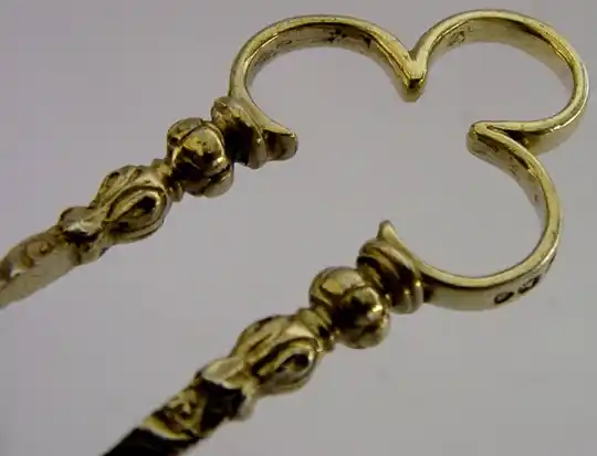 RARE ENGLISH VICTORIAN CAST STERLING SILVER GILT SUGAR TONGS 1889 ANTIQUE 22g