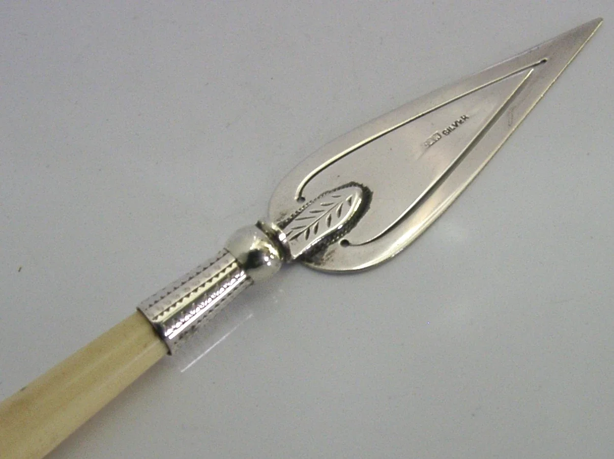 ENGLISH SOLID STERLING SILVER TROWEL BOOKMARK c1900 ANTIQUE