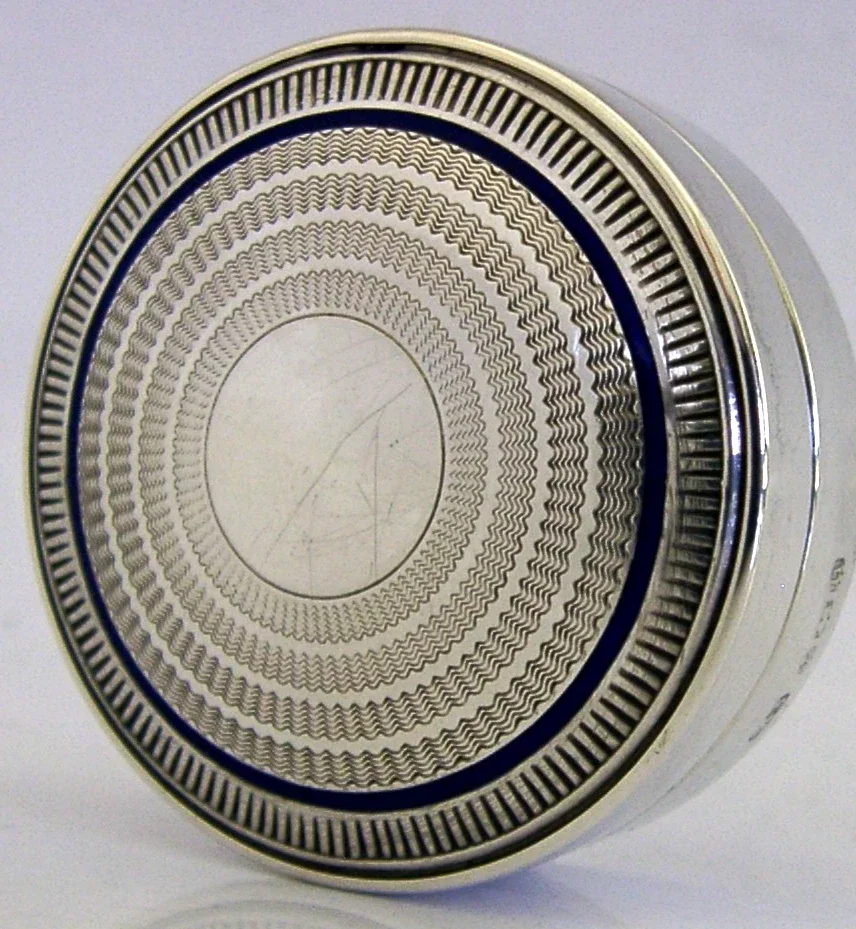 BEAUTIFUL SOLID SILVER ENAMEL BOX 1912 ART DECO ANTIQUE