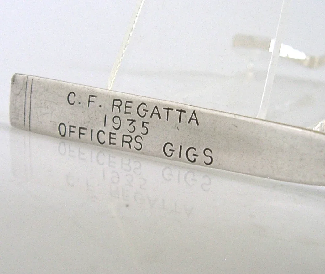 RARE ROYAL NAVY STERLING SILVER C. F. REGATTA 1935 OAR LETTER OPENER MILITARY