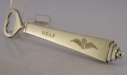 DANISH AIR FORCE STERLING SILVER PYRAMID PATTERN BOTTLE OPENER 1970 GEORG JENSEN