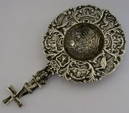 RARE LARGE DUTCH SOLID SILVER WINDMILL TEA STRAINER 1910 ANTIQUE 72g