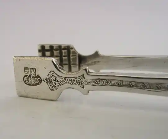 HEAVY 60g PERSIAN 84 SOLID SILVER SUGAR TONGS MIDDLE EASTERN ANTIQUE 33g