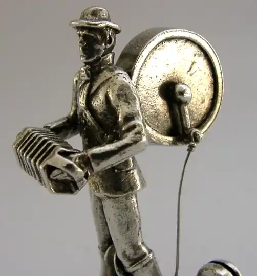 RARE ENGLISH STERLING SILVER number 14 VICTORIAN ONE-MAN BAND MENU HOLDER 1983