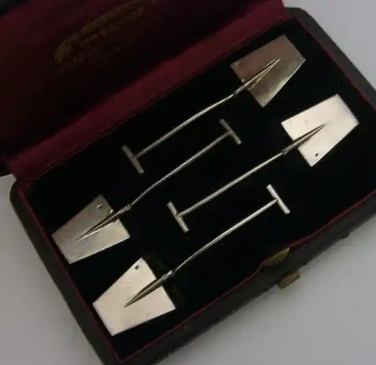 RARE CASED FRENCH SOLID SILVER SALT SPOONS or MUSTARD SHOVELS c1890 ANTIQUE