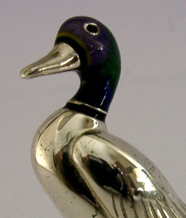 DECENT SIZED STERLING SILVER ENAMEL DUCK BIRD ANIMAL FIGURE 2001 SATURNO