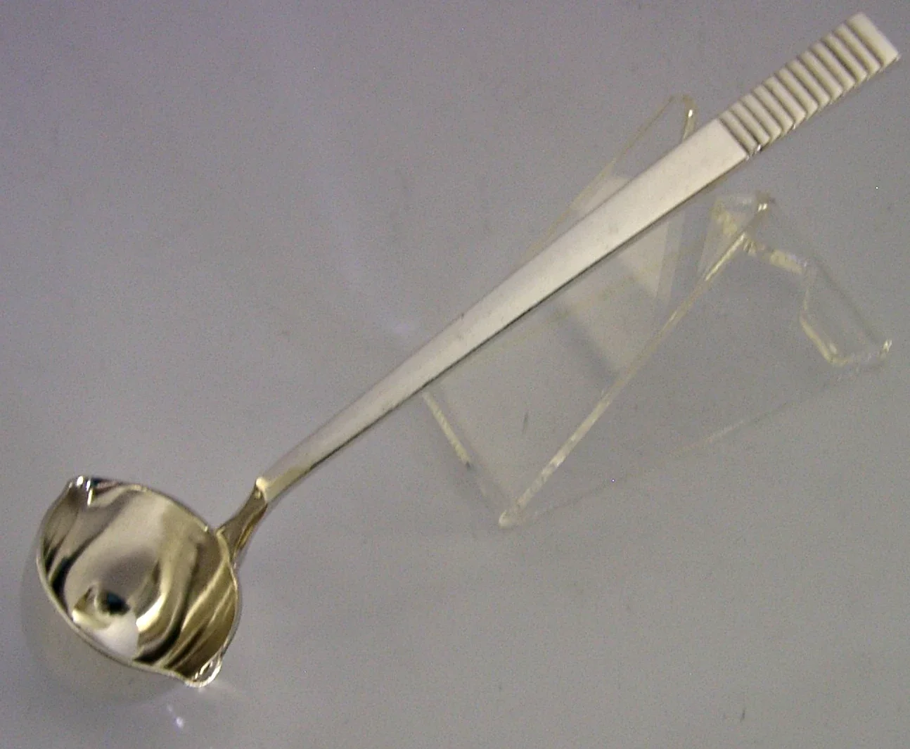 RARE GEORG JENSEN STERLING SILVER PARALLEL RELIEF PATTERN LADLE 1931 ARTS DECO