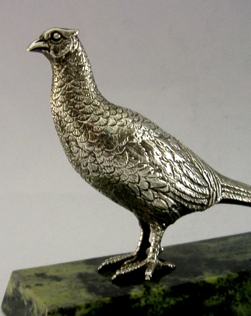 RARE STERLING SILVER DESK PHEASANT BIRD FIGURE 1970 HUNTING SHOOTING 430g