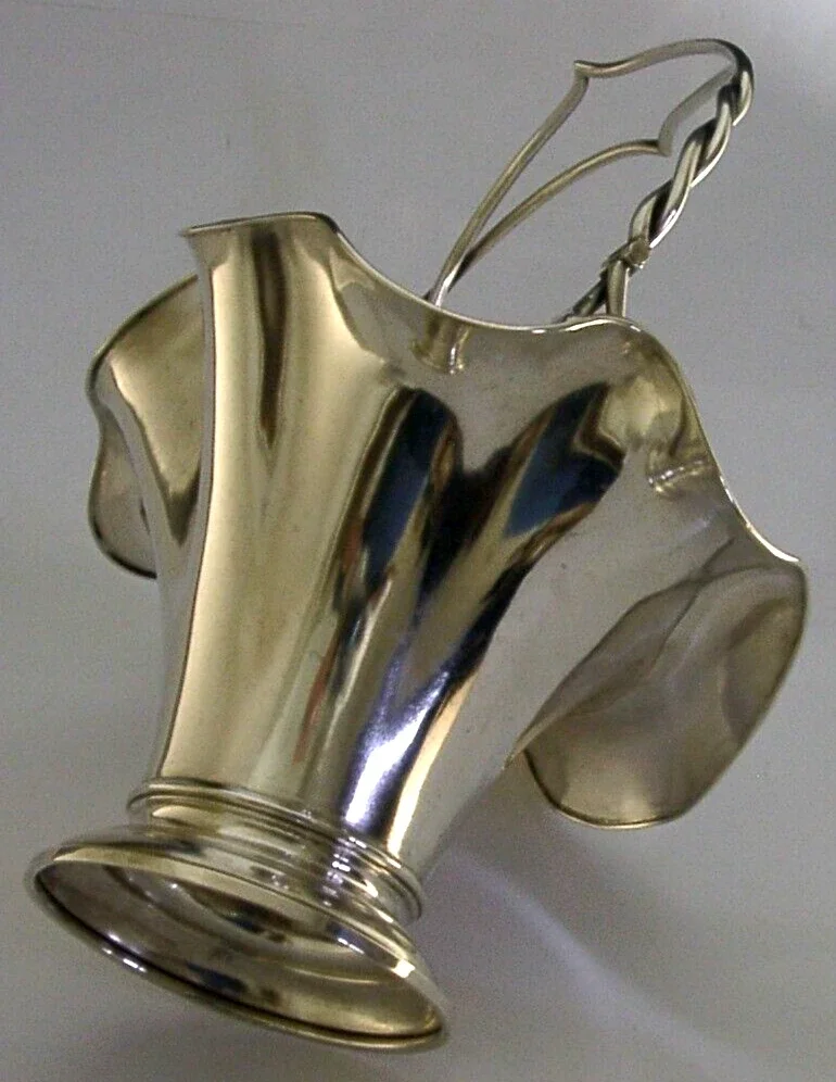 HEAVY 294g GERMAN SOLID SILVER ART NOUVEAU BASKET BOWL c1900 ANTIQUE