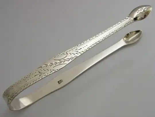 HESTER BATEMAN STERLING SILVER SUGAR TONGS GEORGIAN 1784 ANTIQUE ENGLISH INCUSE