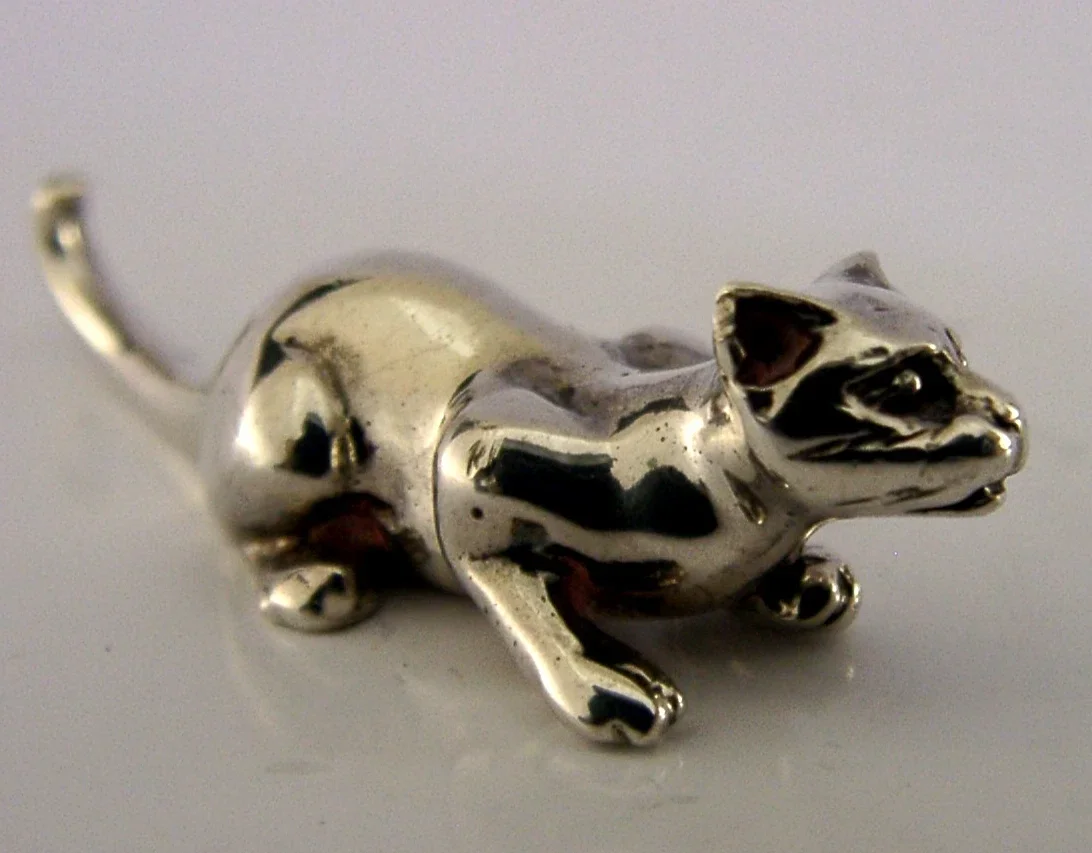 BRIAN FULLER BLF STERLING SILVER CAST CAT FIGURE LONDON 2000 DESIGNER ANIMAL